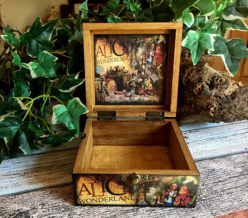 8 Inch Wooden Keepsake Jewelry Box Trinket Holder Storage Organizer Home Decor 