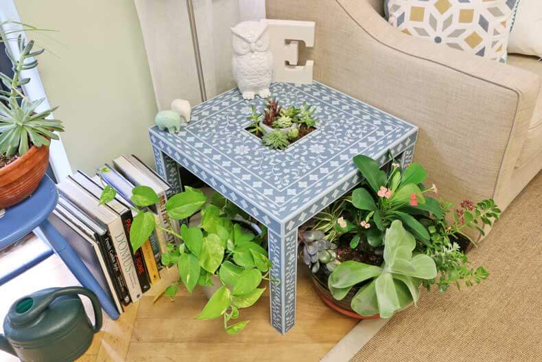 Cute Upcycled IKEA Lack Table Using Inlay Stencils