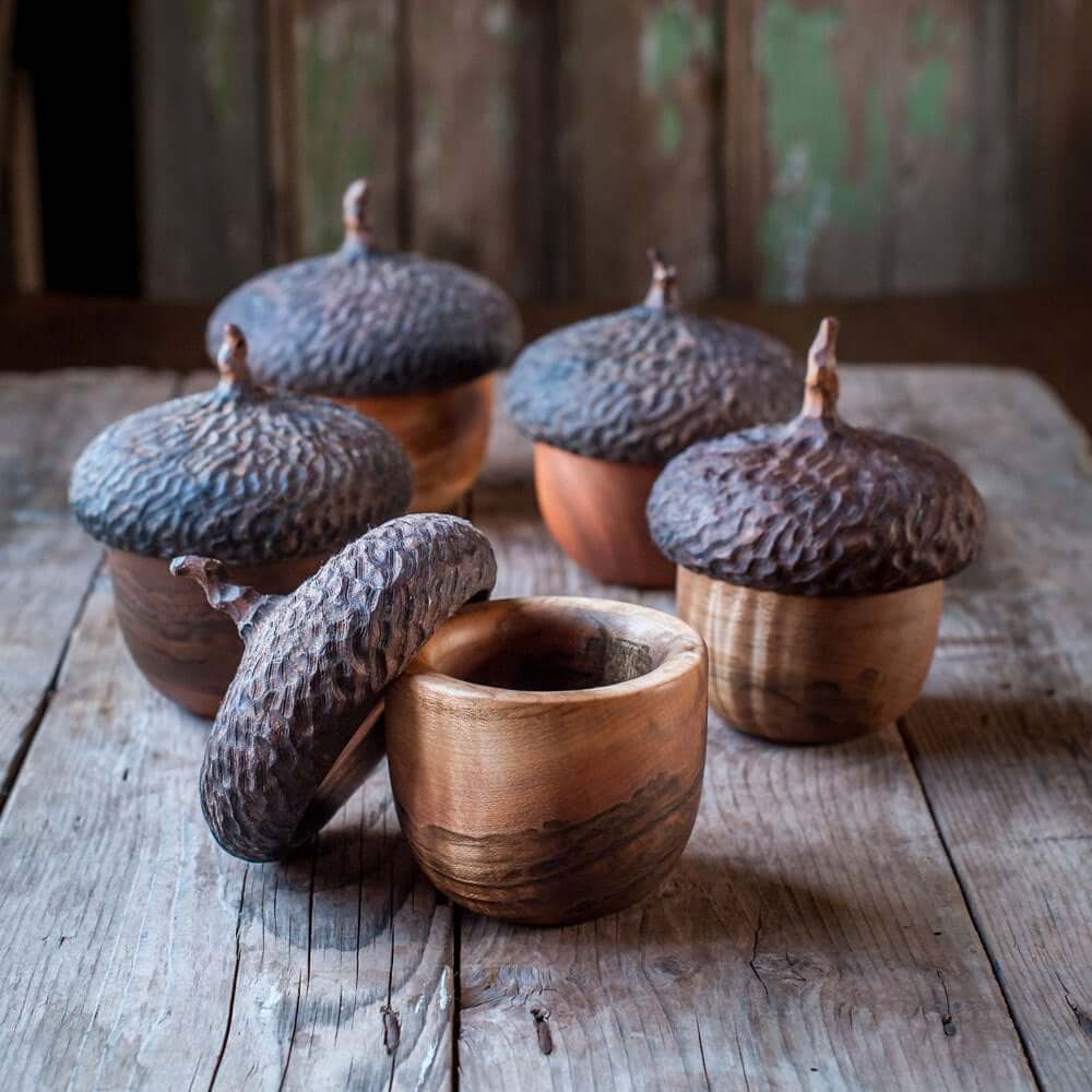 Woodland Acorn Keepsake Box with Rustic Detailing