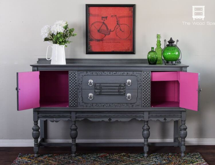 A Gorgeous Gray and Pink Buffet Transformation