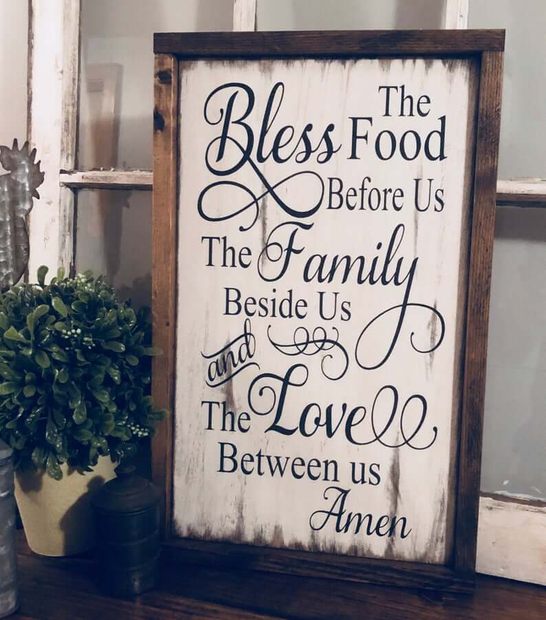 Rustic “Bless The Food Before Us” Sign