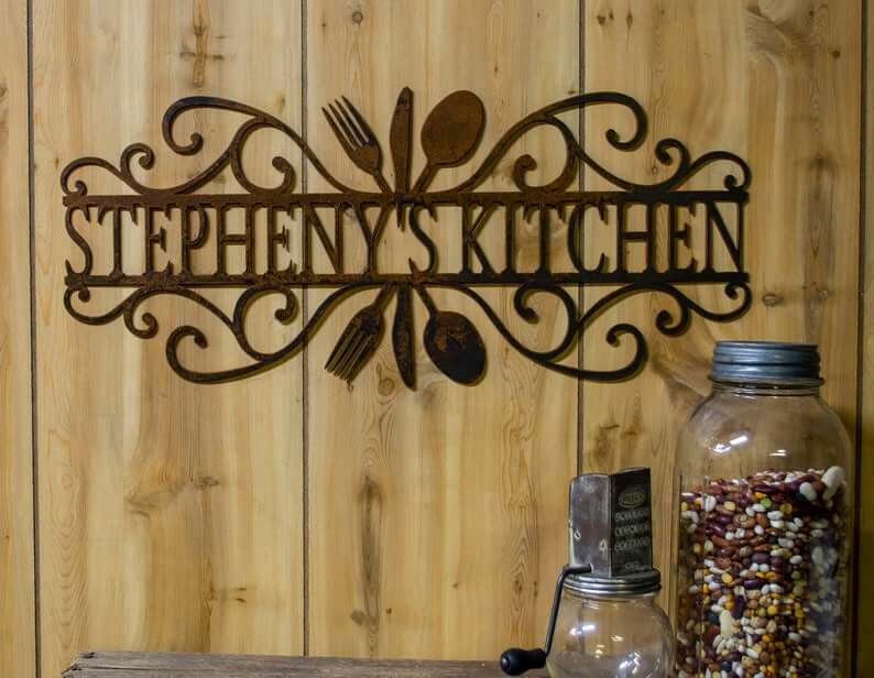 24 Inch Eat Vertical Wood Print Kitchen Sign