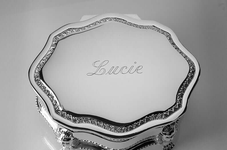 Custom Engraved Silver-Plated Victorian Trinket Box