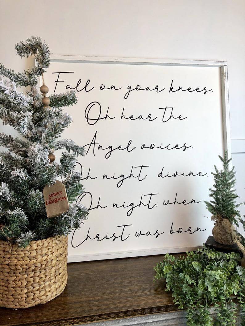 Delightful Holiday Handwritten Sign with Whitewashed Wood Frame