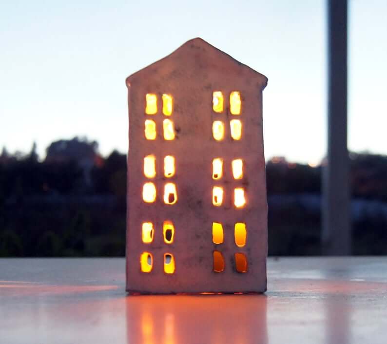 Cozy Glowing Ceramic "House" Lantern