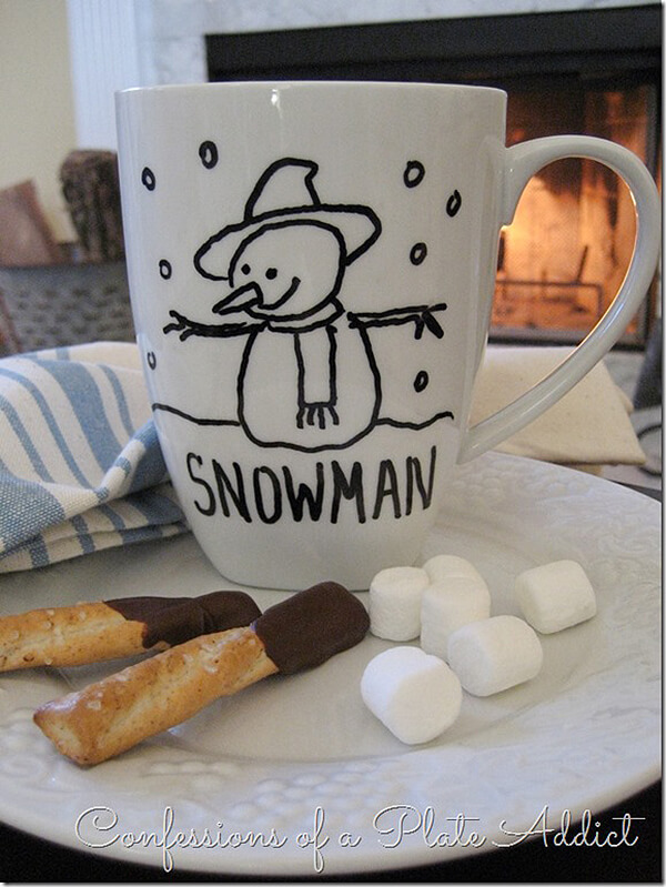 Snowman Line Drawing Winter Mug