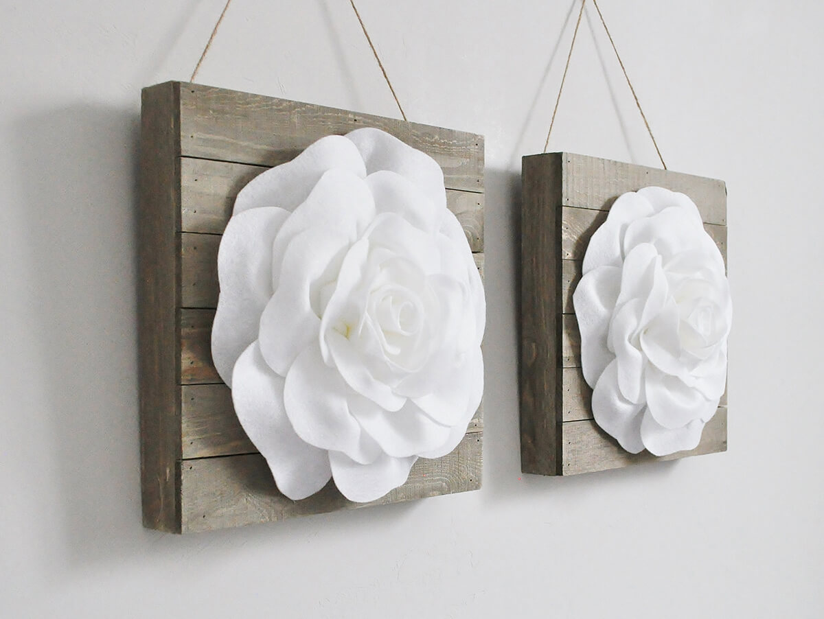 Pallet Box with Flower Blossom Hanging Wall Art