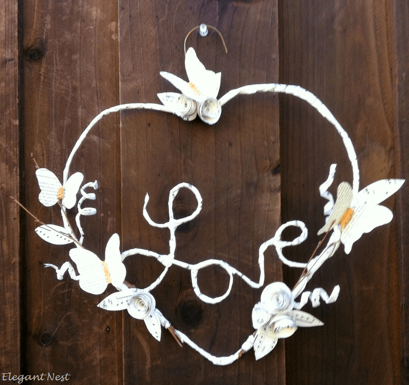 Cute DIY Paper Mache Love Heart Wreath