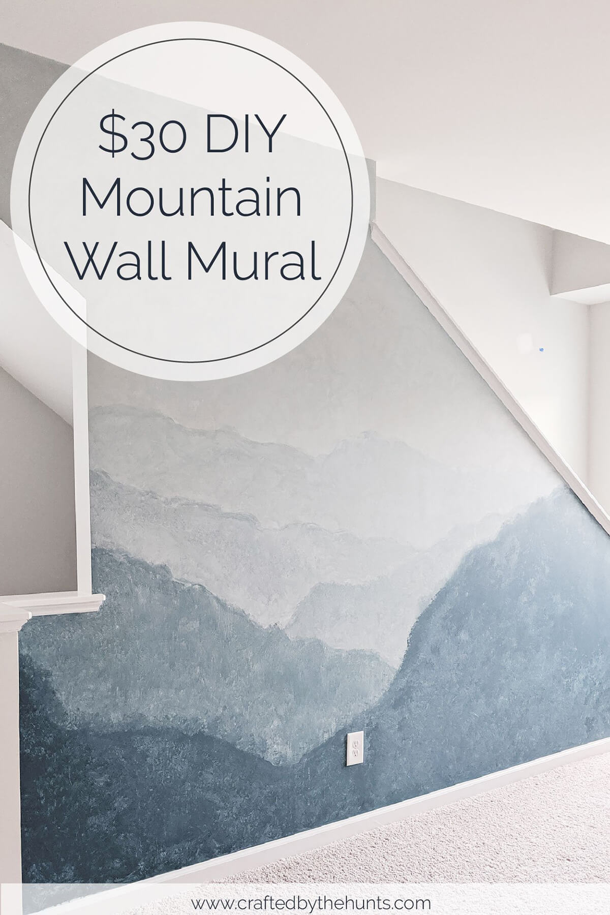 Sponge Painted-Look Ombre Mountain Mural DIY