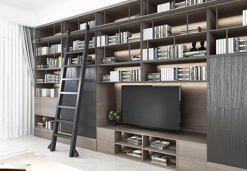 Industrial Modern Library with Ladder