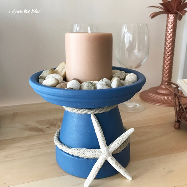 Coastal Inspired Candle Holder with Seashell Embellishments