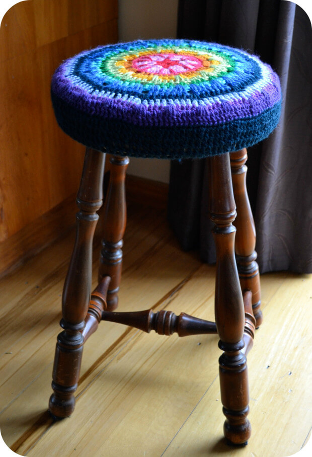 Brightly Colored Crochet Chair Cover