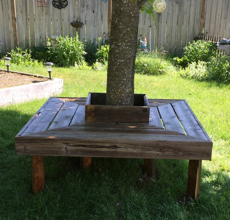 Best DIY Reclaimed Wood Projects Tree Bench