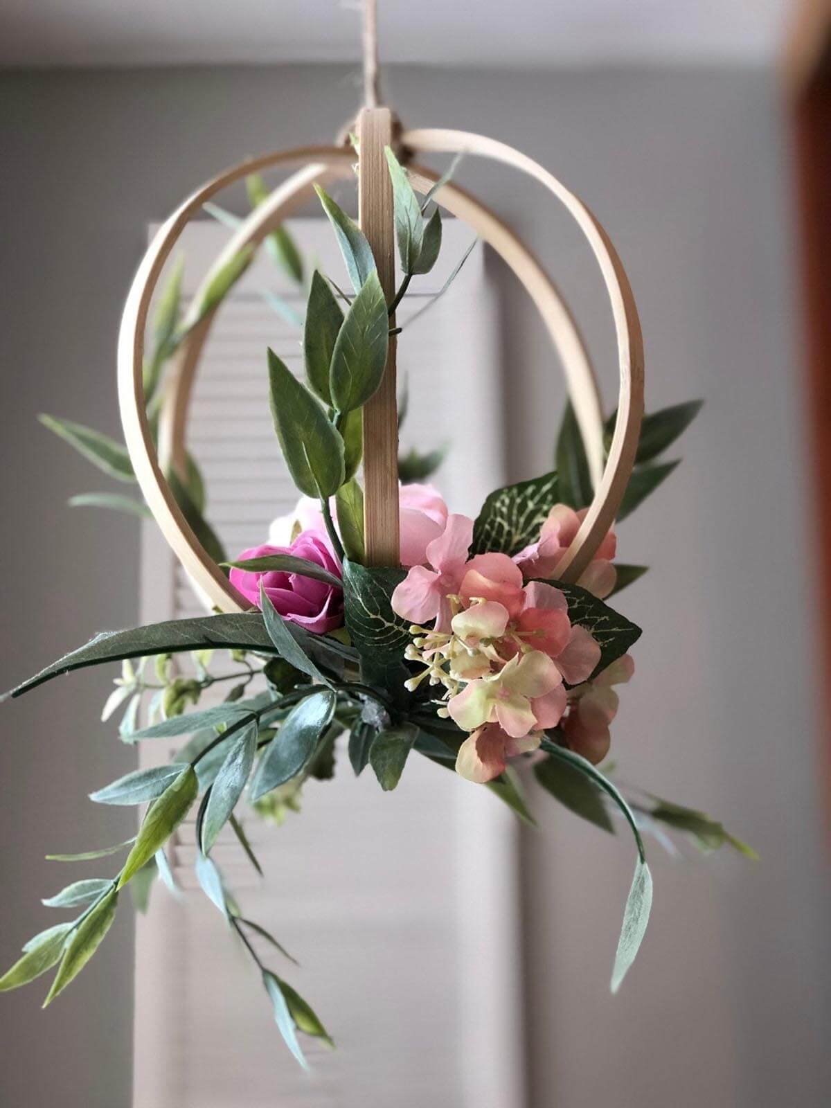 Boho Style Floral Hoop Wreath