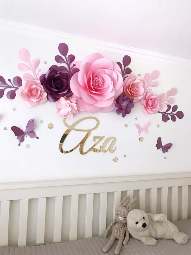 Paper Flowers and Butterflies Wall Décor