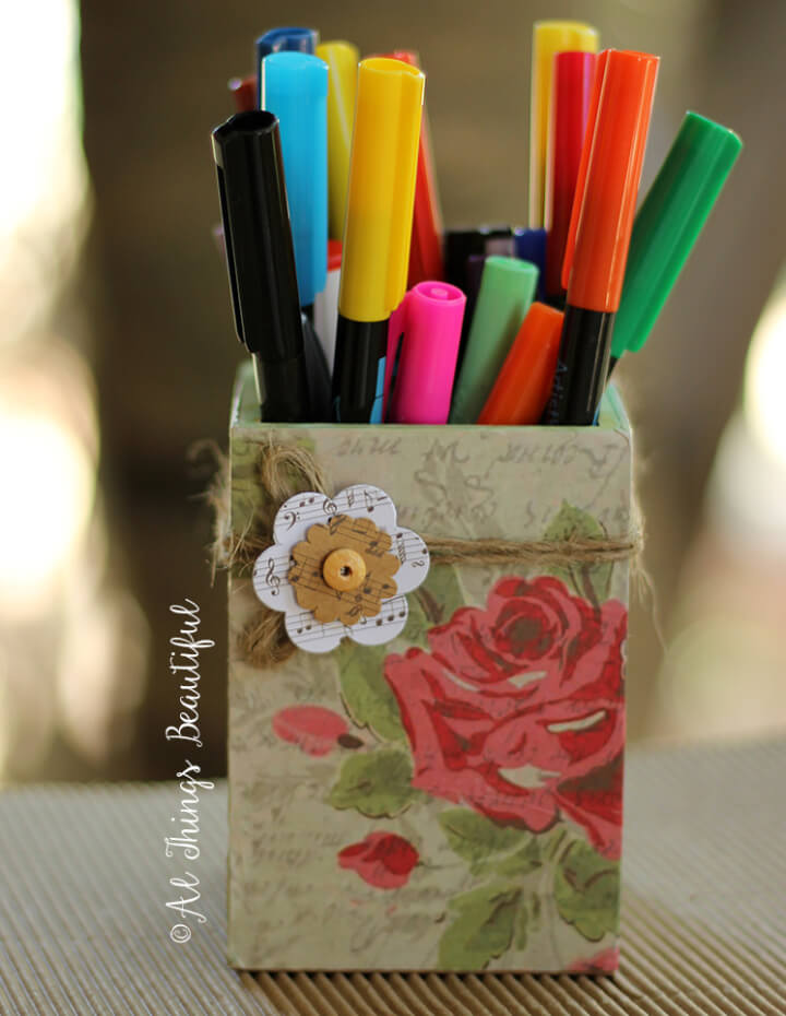 Beautiful Decoupage Decorative Pencil Holder