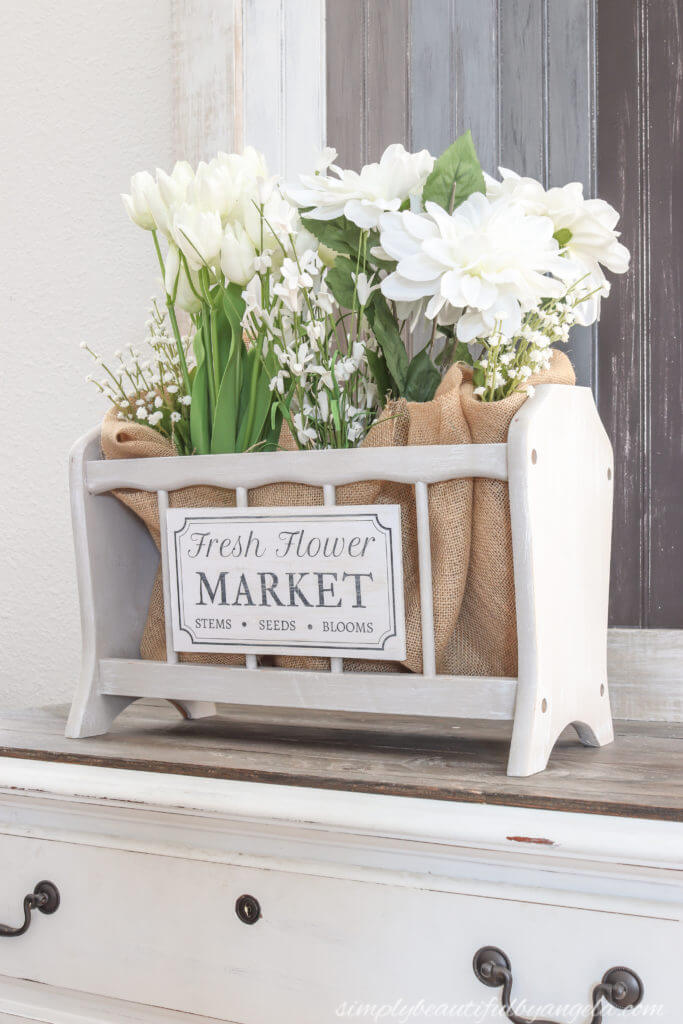 Cottage-Style Magazine Rack Floral Display