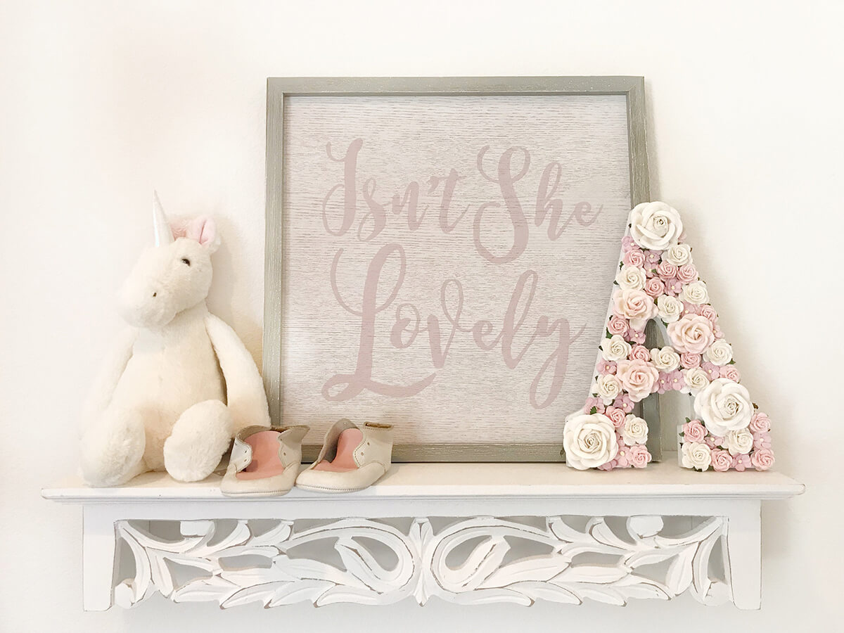 Lovely Pale and Muted Pink Nursery Flower Letter