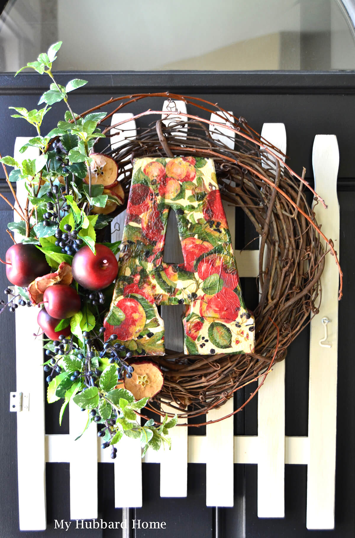 Herbst-Decoupage-Blumenkranz-Dekor