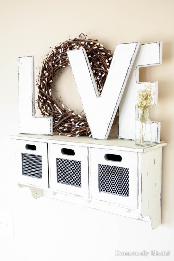 Love Sign with Rustic Wreath
