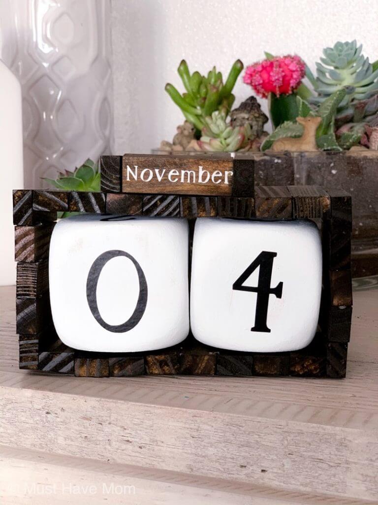 Handmade Wooden Block Dice Calendar