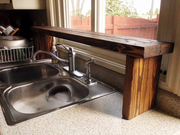 Over-the-Sink Pallet Window Kitchen Shelf