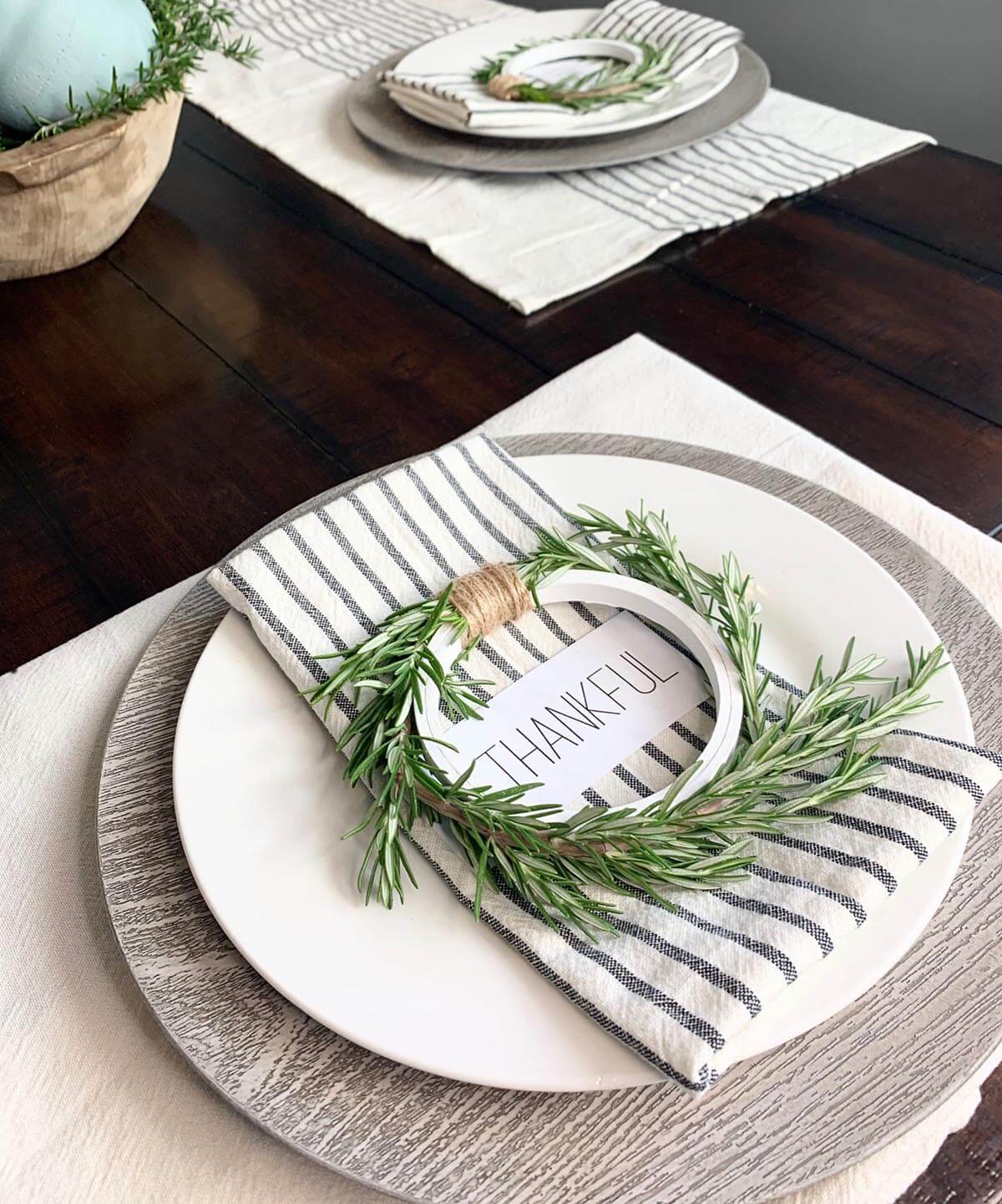 Embroidery Hoop Napkin Rings with Greenery