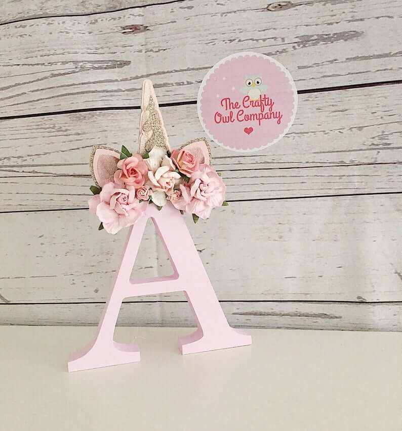 pretty unicorn flower letter design artwork homebnc