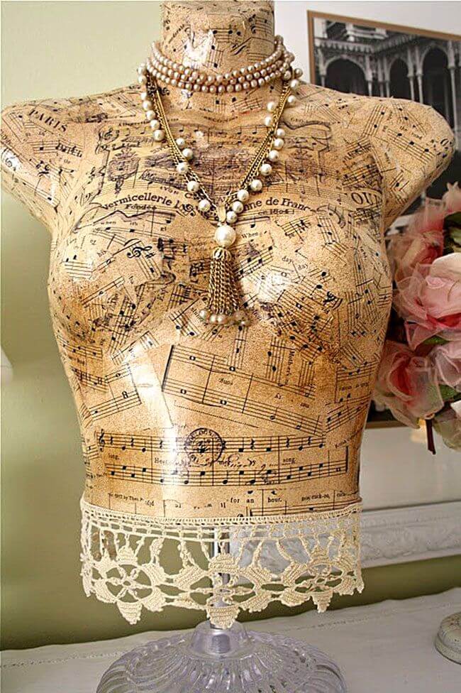 11. Beautiful Vintage Decoupage Vintage Dress Form