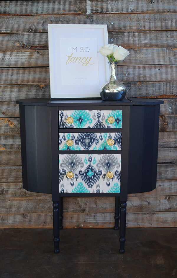 Upcycled Fabric Decoupage Dresser Drawers