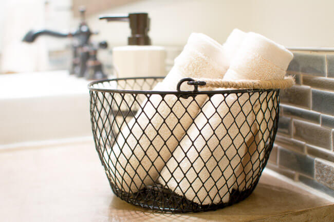 Wire Basket Towel Holder with Twine Handle