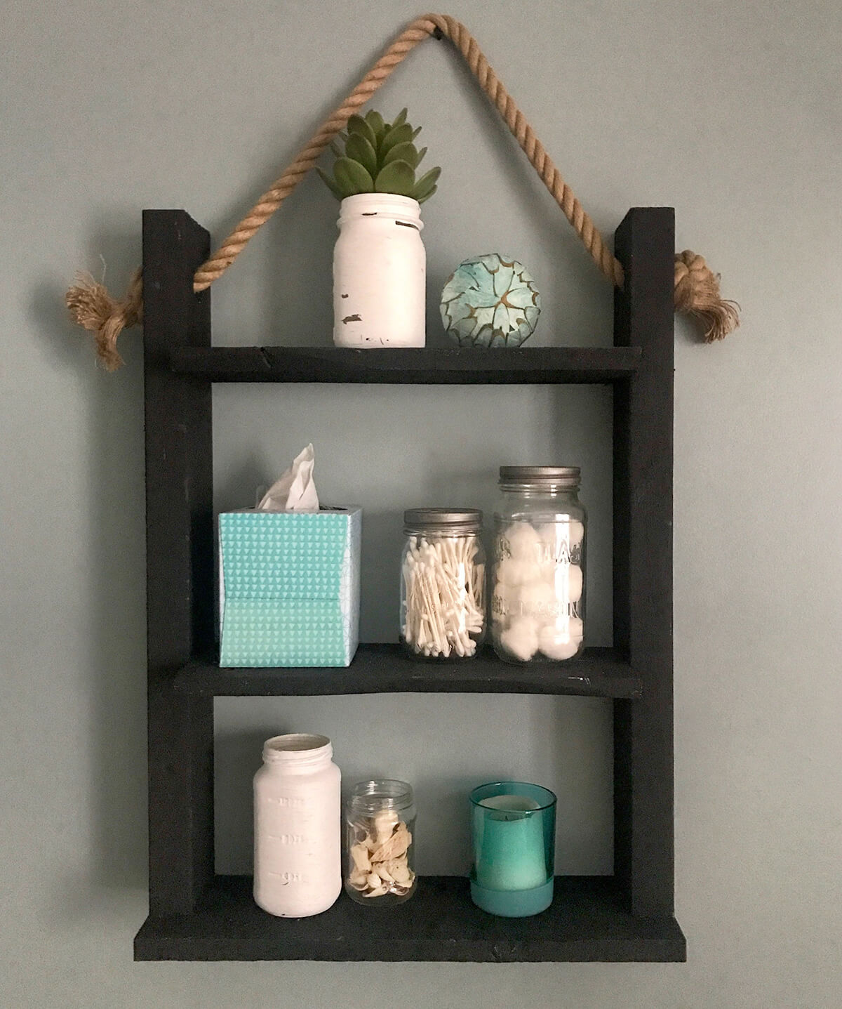 Pallet Board Rustic Rope Shelf