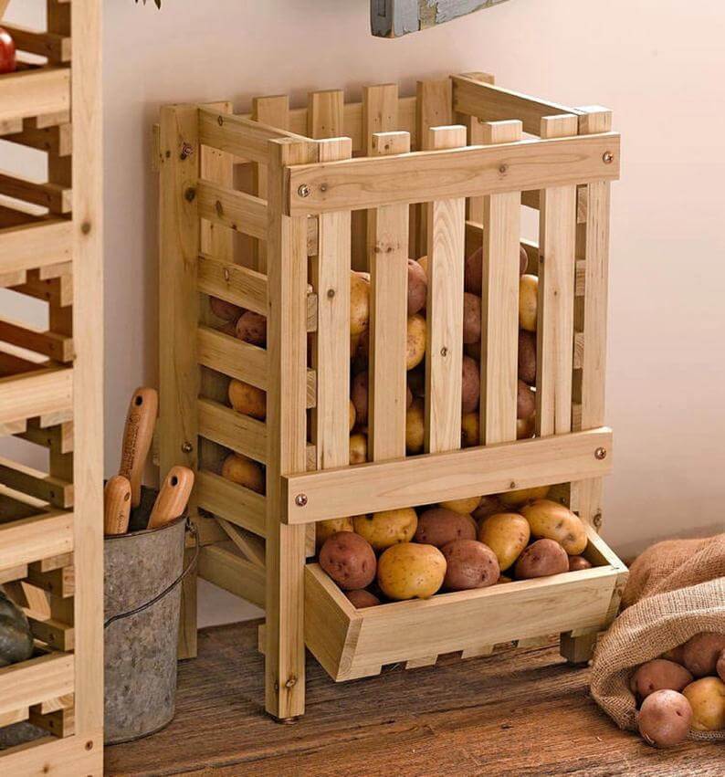 Pallet Kitchen Vegetable Crate Organizer