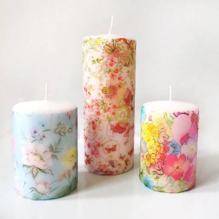 Kreativ färgglad Decoupage Candle Décor