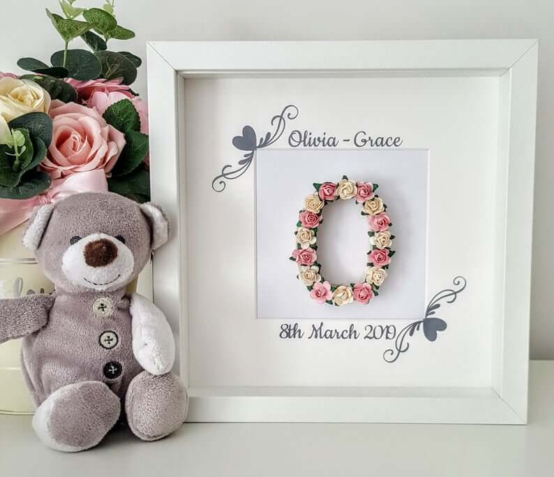 One-of-a-kind Floral Letter Birth Announcement