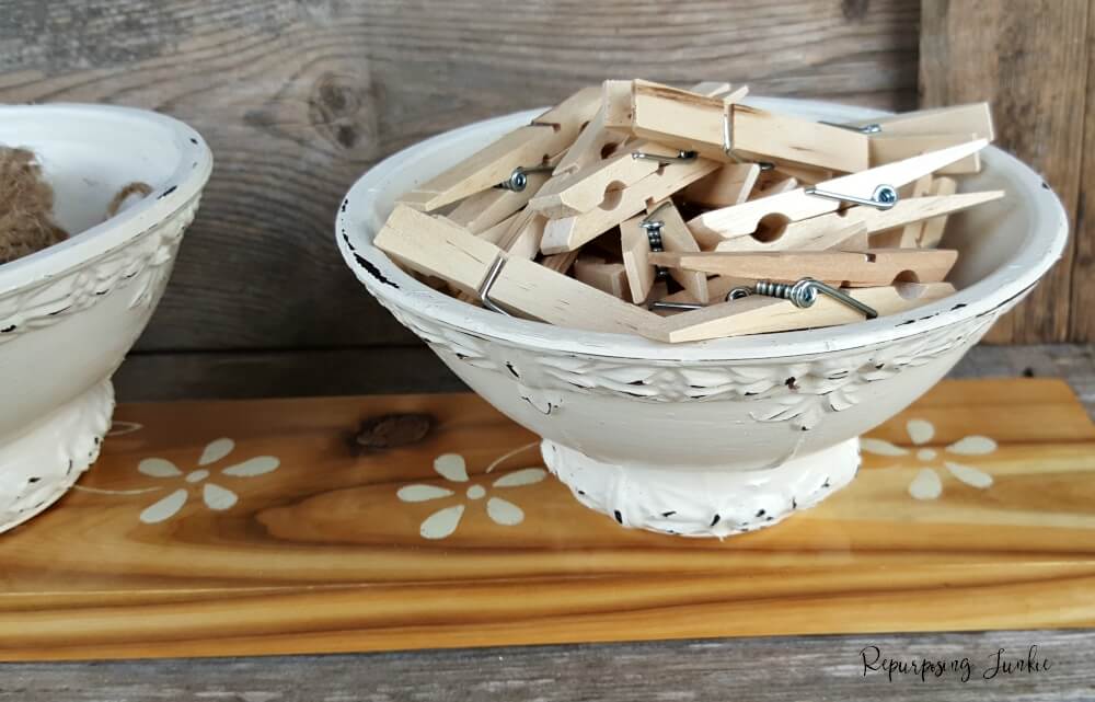 Distressed Bowl Full of Clothespins