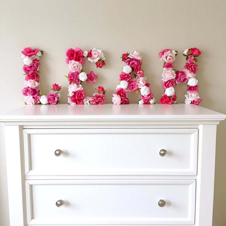 Bright Fuchsia and White Name Letters