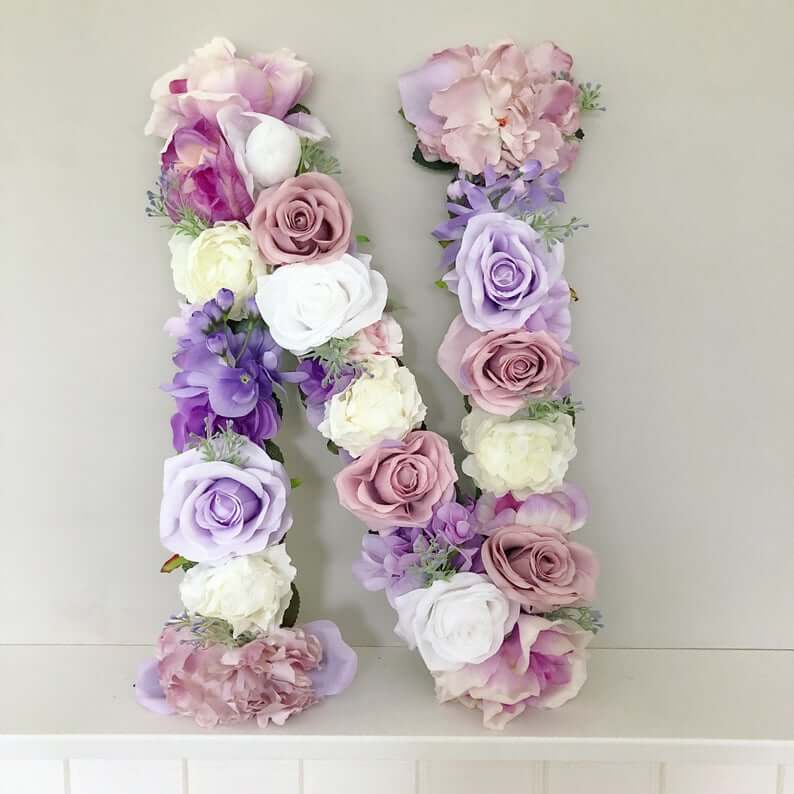 Delicate Purple and Blue Floral Letter