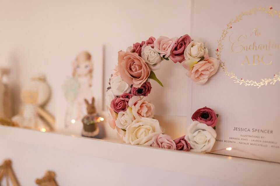 Mauve and Cream Wedding Centerpiece Floral Letter