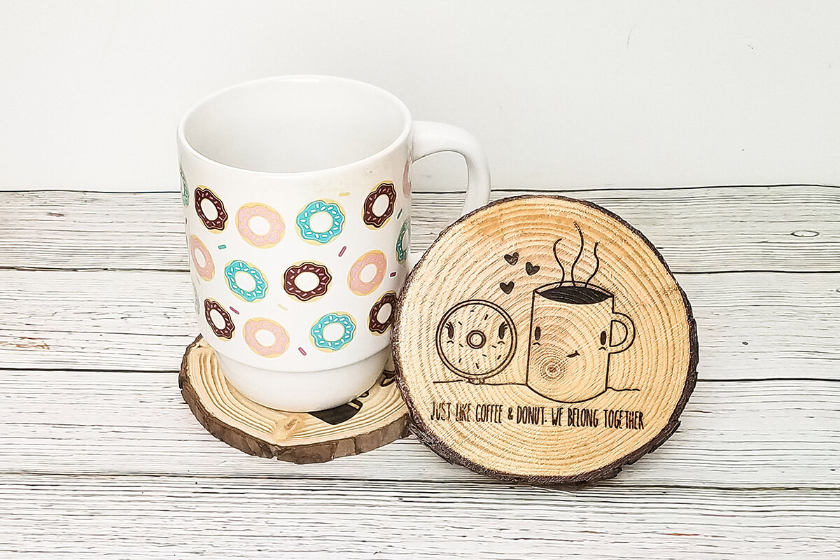 Wooden Rounds Sittin' Comfy for Donuts & Coffee