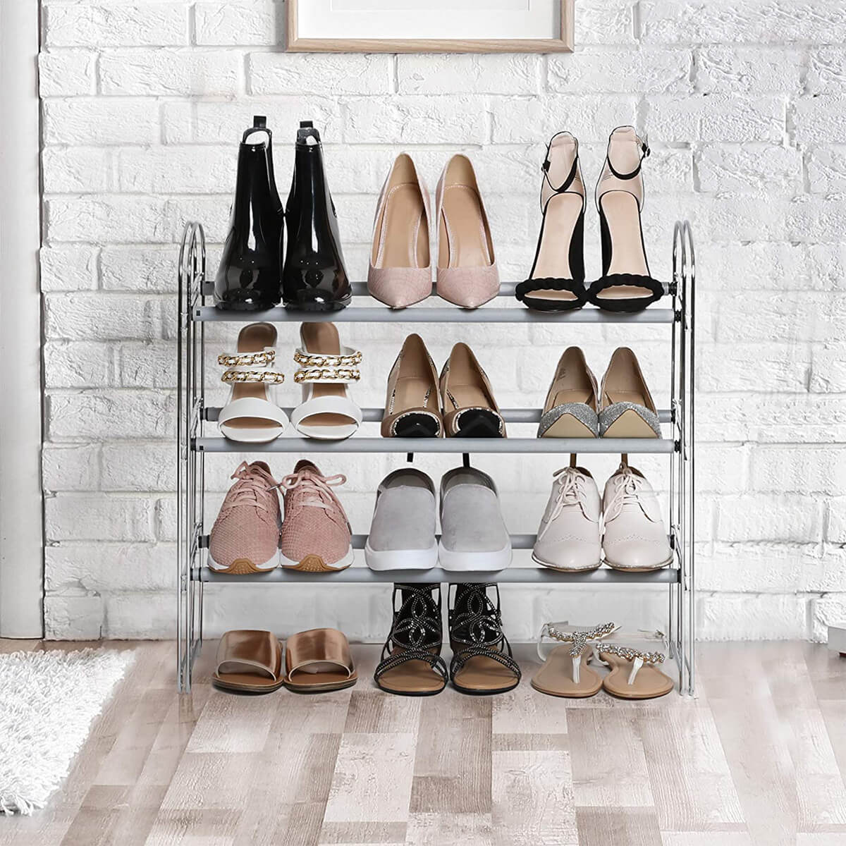 shoe rack inside closet