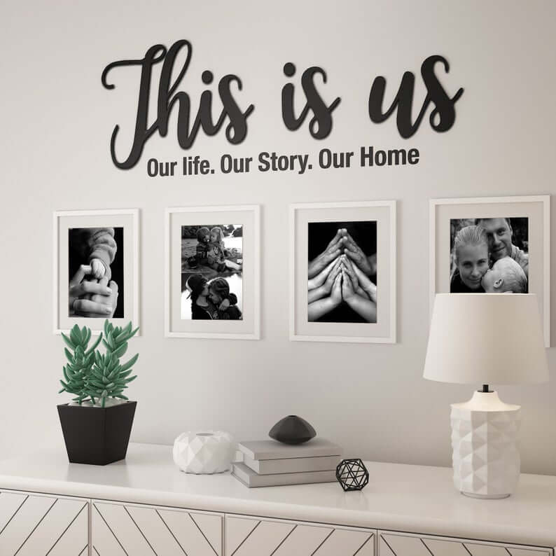 This is Us Wall Photos Title in Black Lettering