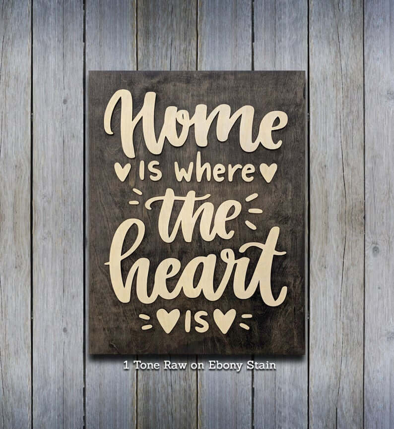 Home is Where the Heart is Sign Family Room Sign Wood Signs Home