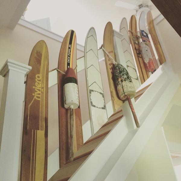 Easy Repurposed Water Skis as Stair Case Spindles