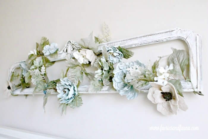 Vintage Grey and White Neutral Floral Wrapped Garland
