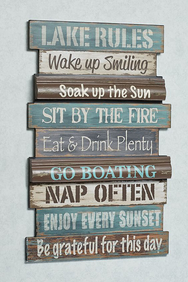 Fun and Feisty Lake House Rules Wall Art Sign