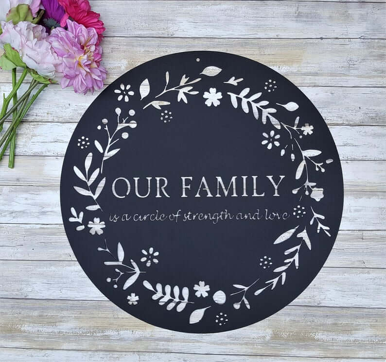 Pretty Black Vinyl Family Circle Wall Decal