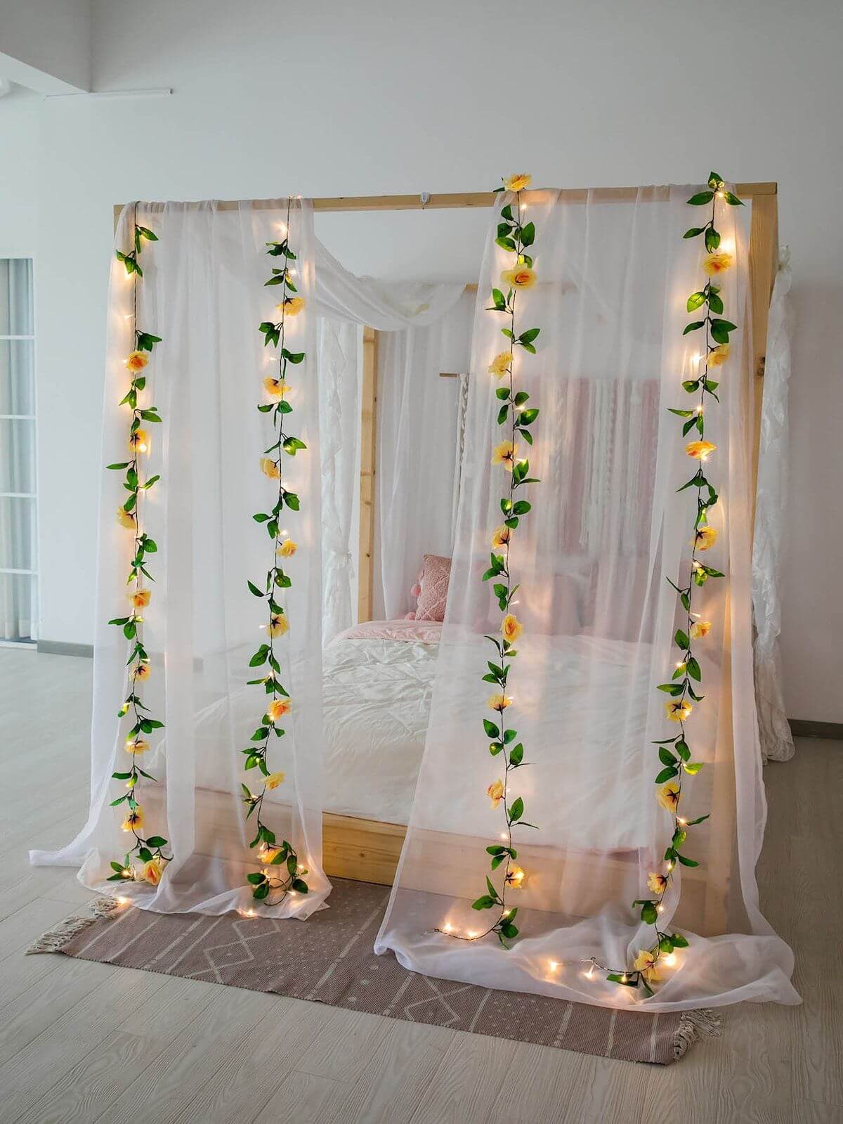 Bright Buttercream Lighted Dreamtime Floral Garland