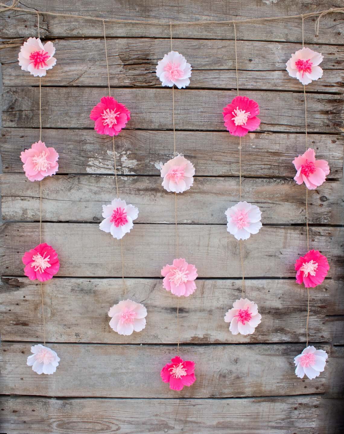 Pretty Pink Patterned Bright and Bold Flower Garland
