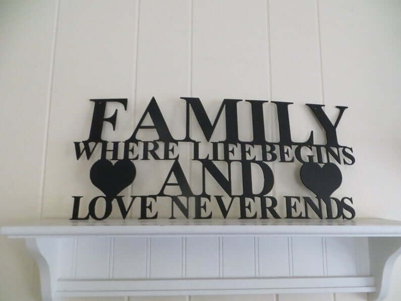 Family is Where Life Begins and Love Never Ends Metal Sign